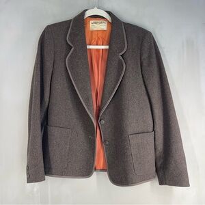 Vintage JAEGER 100% Wool Brown Blazer Size 8